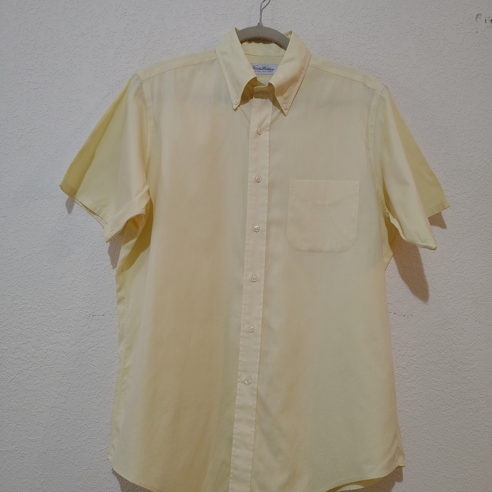 Brooks Brothers Friday Short-Sleeve Oxford Shirt Men's Size 15 1/2 Butter Yellow